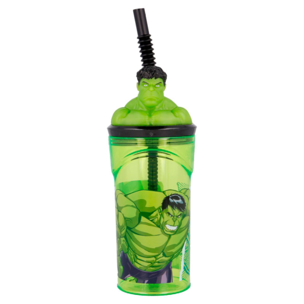 Vaso Figurita 3D con Pajita Marvel Hulk