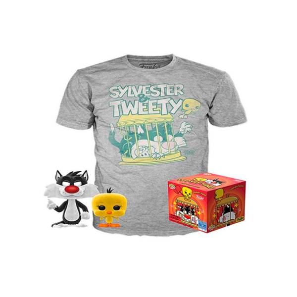 Pack Camiseta y Funko Pop Warner Looney Tunes Silvestre y Piolin