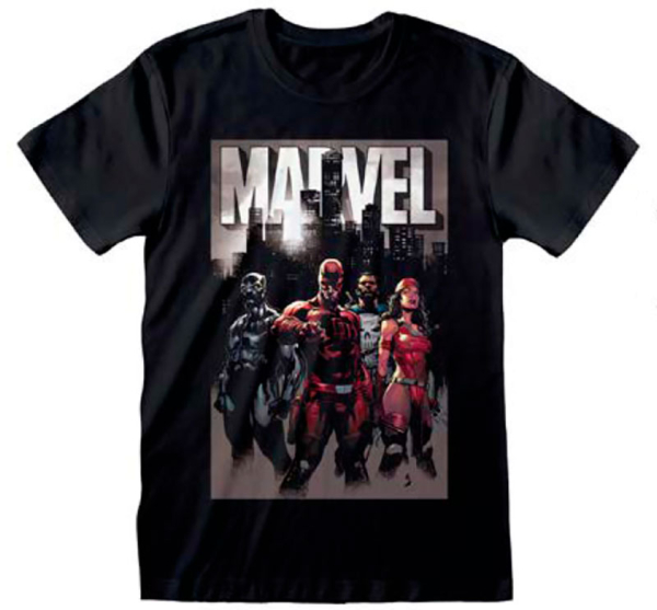 Camiseta Infantil Marvel Personajes Negra