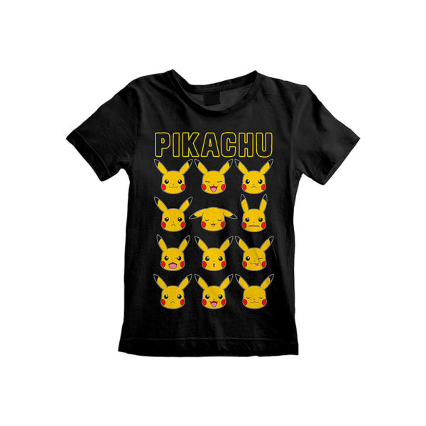 Camiseta Pokemon Pikachu Caras Negra