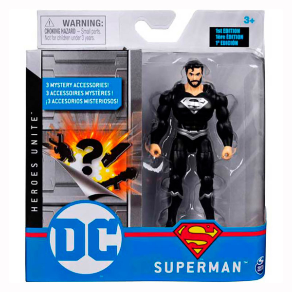 Figura Warner Dc de Acción Superman Negro 10 cm + accesorios