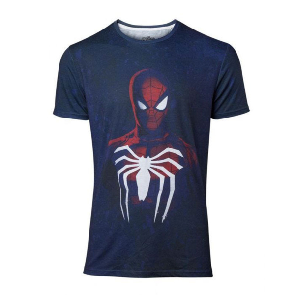 Camiseta Marvel Spiderman Cara y Araña Acid Wash  Azul